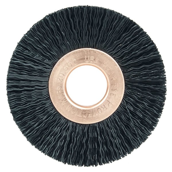 Weiler 2" Dia Nylon Wheel Brush, .014" Crimped Black Nylon Fill, 1/2" 17233